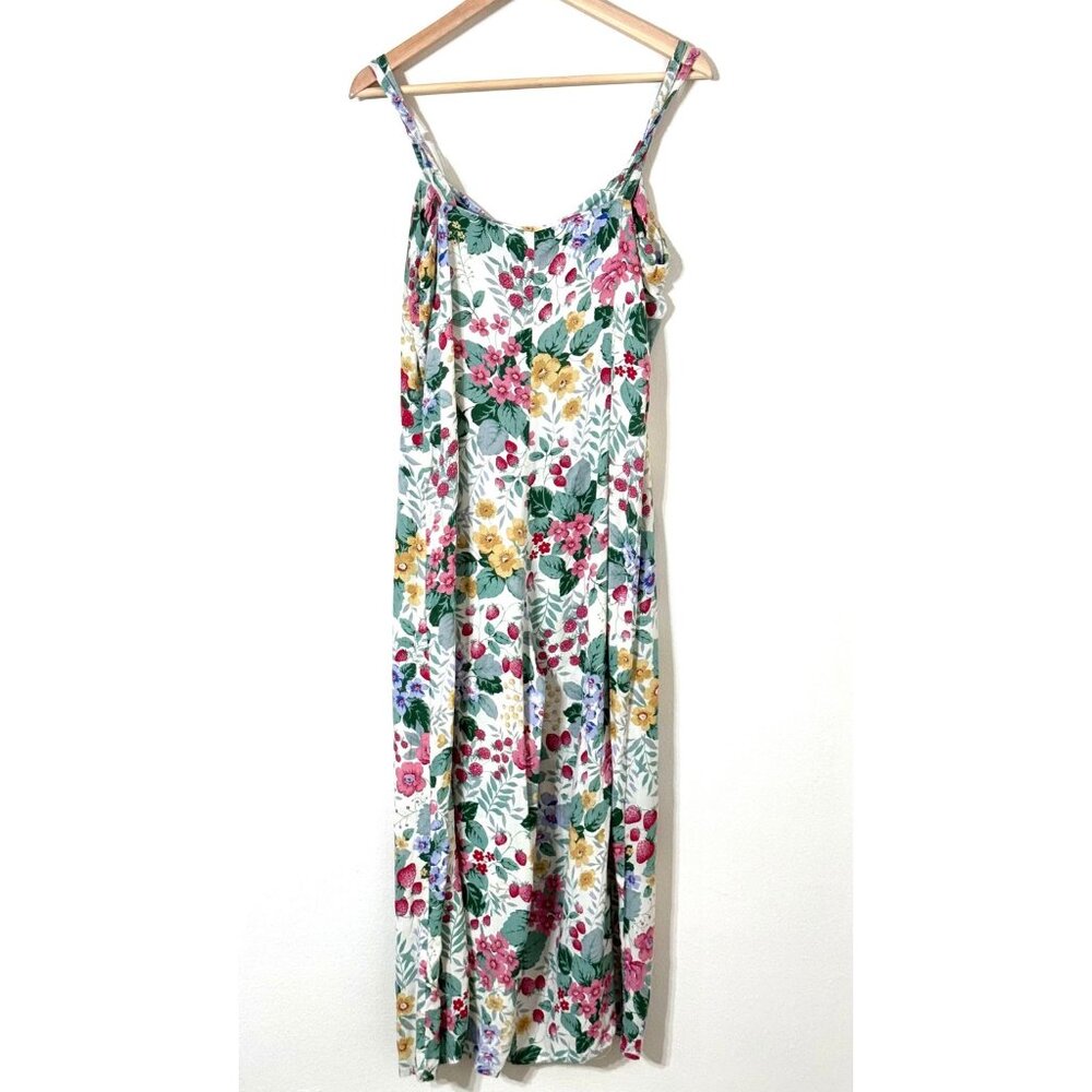 Mango MNG Strawberry Floral Jumpsuit Sleeveless Cottagecore Farm Country Fruit - Picture 8 of 16